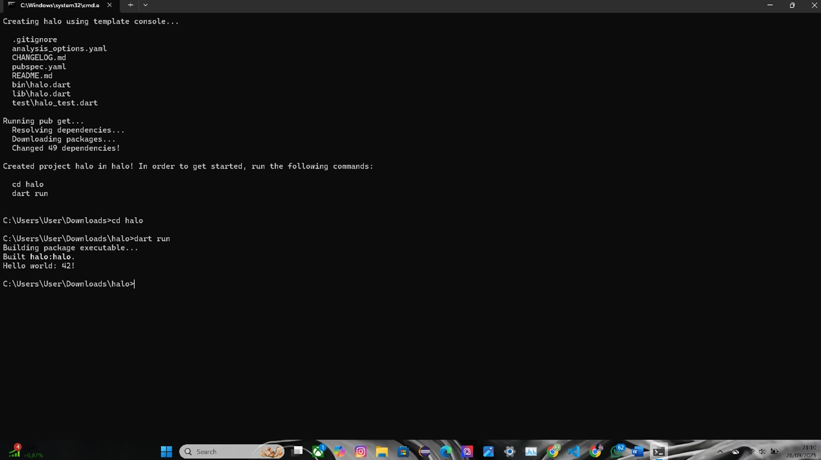 Membuat project Dart